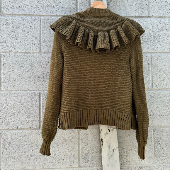 Madewell olive ruffle cardigan - Picture 4 of 5